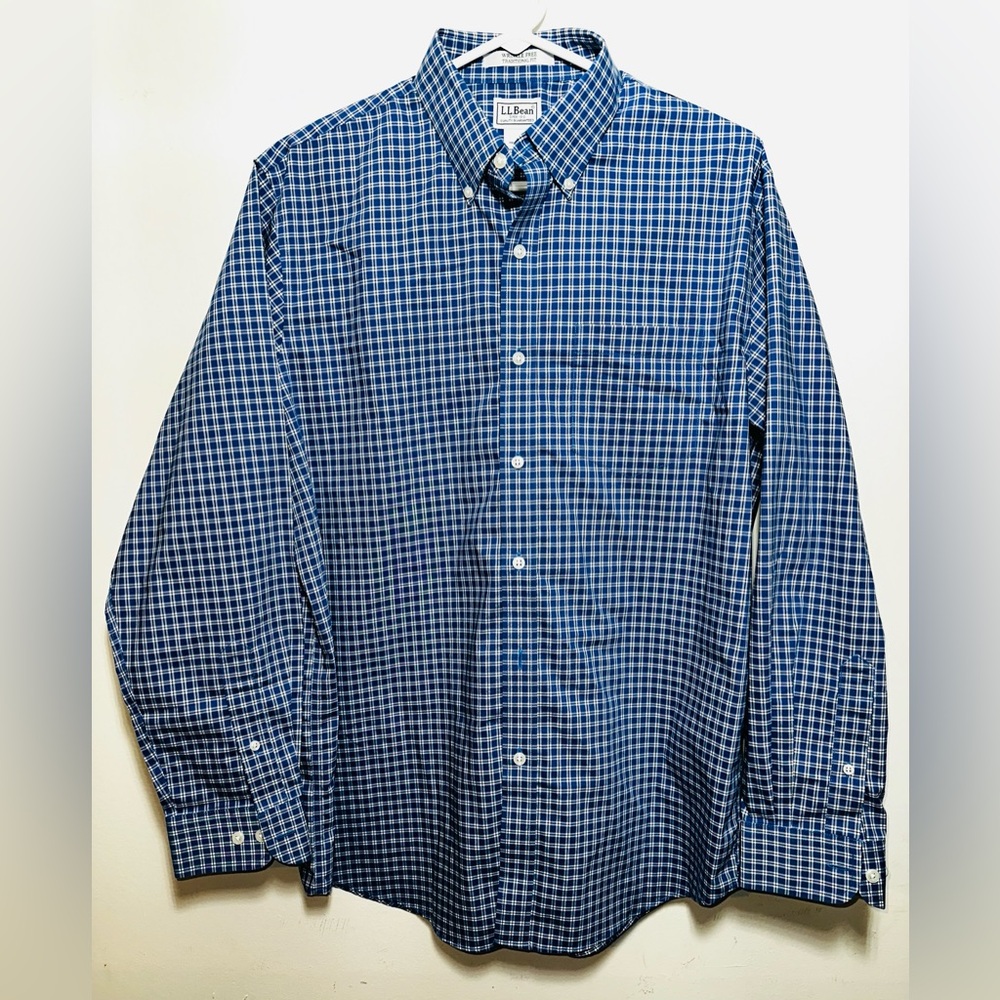 L.L. Bean Wrinkle-Free Plaid Button-Down Shirt – Men’s Medium Regular